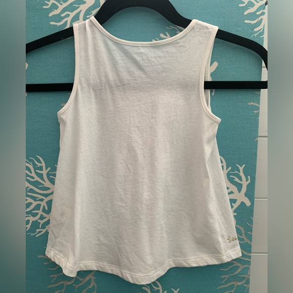 Lilly Pulitzer, cream color tank top with pleated front of shirt. - Picture 5 of 9